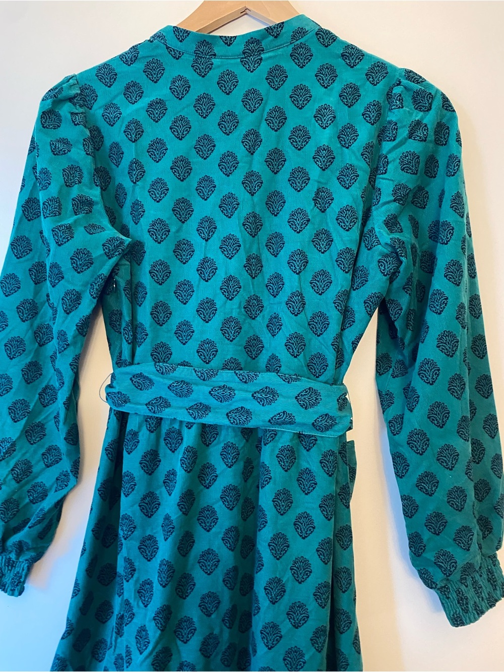 Boden Emerald Green Long Sleeve Patterned Maxi Dress Corduroy 💚🖤 - Picture 6 of 7